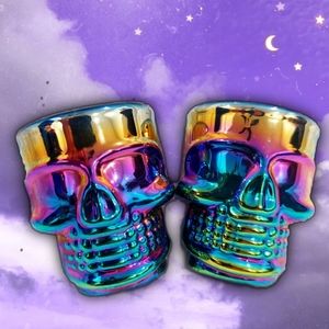 Beautiful Bundle of Colorful Iridescent Skull Glass Shots